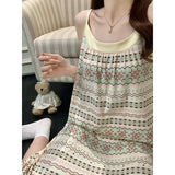 KYLETHOMASW  -  Women's Cute Lace Trim Slip Nightdress Sweet Bow Print Mid Length Summer Nightgown