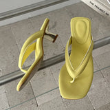 KYLETHOMASW  -  Street Style Fashion Thin Low Heels Slippers Square Head Clip Toe Sandals Female Mules Slides Shoes Beach Flip Flops
