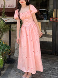 KYLETHOMASW  -  Elegant Fairy  Midi Dress Of Women Causal Puff Sleeve Vintage Party Dress Female One Piece Y2K Clothes