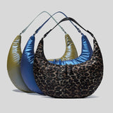 Kylethomasw Down Underarm Women's Leopard Print Candy Color Crescent Air Cushion Autumn And Winter New Single Shoulder Fast Bag