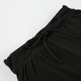 KYLETHOMASW  -  Women's basic solid color low waist elastic drawstring A-line hip bag skirt side slit spicy girl casual sports pants skirt