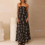 KYLETHOMASW  -  Elegant Graphic Banquet Party Dress Chic Spring Hollow Backless Long Dress Ladies Fashion One Shoulder Swing A-line Dress