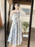 Kylethomasw Summer Spaghetti Strap Long Dresses Women Vintage Prints Elegant French Midi Dress Stylish Partywear Sexy Sleeveless Ropa Mujer