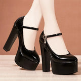 KYLETHOMASW  -  15cm Small Size 32-43 Sexy Extreme Block High Heels Shoes for Dress Model Party Wedding Shallow Thick Bottom Platform Pumps