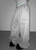 KYLETHOMASW  -  Y2K Rivet Sweatpants Women Streetwear Fleece Black Baggy  Hip Hop Wide Leg Pants Fashion Casual Trousers
