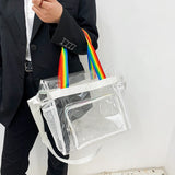KYLETHOMASW  -  Women Clear Shoulder Bag Waterproof Transparent Tote Handbag Large Capacity Casual Crossbody Bag Summer Fitness Handbag