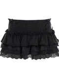 KYLETHOMASW  -  Sweet Slight Strech Solid  Low Waist All Match Folds Short Edible Tree Fungus Knitted Skirts