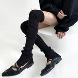 KYLETHOMASW  -  Knitted Lolita Thigh High Socks Long Socks for Women Spicy Girl Autumn/Winter Leg Covers Button Split y2k Pile Socks