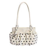 KYLETHOMASW  -  Women's Small Polka Dot Ruched Bow Shoulder Bag Sweet Retro Aesthetic Daily Dating Shopping Underarm Bag New Trend Handbags