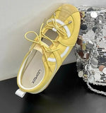 KYLETHOMASW  -  Women Silver Single Shoes Casual Sports Ballet Shoes Genuine Leather Design Sweet Sister Mary Jane  Ballet Training Shoes