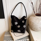 KYLETHOMASW  -  Korean Office Lady Patchwork Flower Shoulder Bags Fashion All Match Women's Handbags Casual Y2k Aesthetic Vintage Underarm Bag