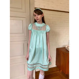 KYLETHOMASW  -  Summer New Doll Collar Angel Embroidered Puffy Dress Female Slim and Comfortable