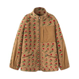 KYLETHOMASW  -  Oversize Lazy Bear Jackets Floral Printed Fleece Warm Winter Jacket Coats for Women Outfit Loose Long Sleeve Casual Bohemia Coat