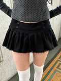 KYLETHOMASW  -  New Goth Harajuku Y2K Aesthetics Women's American Retro Lace Mini Skirt Sexy Cute Slim Fit Dark High-Waisted Pleated Skirts