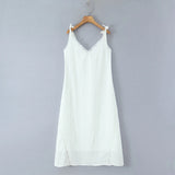 KYLETHOMASW  -  Sexy Sleeveless V Neck Lace Trim Holiday Summer Dress Women Elegant A-line Midi Vintage Casual Vestidos