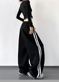 KYLETHOMASW  -  Y2K Vintage Striped Sweatpants Women Harajuku Japanese Oversize Baggy Pants Retro High Waist Loose Casual Streetwear Trousers