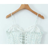 KYLETHOMASW  -  Vintage Floral Print Holiday Sexy Sweet Camis Women Lacing Up Bandage Back Summer Tops