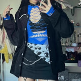 KYLETHOMASW  -  New Japanese Summer Y2k Subculture Millennial Hot Lace Sleeve Vest Sexy Perspective Hollow Inside For Women