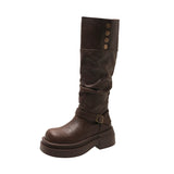 KYLETHOMASW  -  Autumn Winter Platform Thick Bottom Woman Knee High Boots Shoes Ladies Elegant Belt Buckle Knight Booties