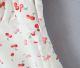 KYLETHOMASW  -  Sexy White With Red Cherry Print V neck Mini Tank Dress Women Slim Waist A-Lined Sleeveless Short Robe Holiday