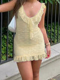 KYLETHOMASW  -  Fashion Lace Ruffly Skinny Sexy Backless Women Dresses Chic Summer Hottie Mini Camisole Dresses