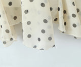 KYLETHOMASW  -  Romantic Apricot Polka Dot Print Chiffon Midi Long Skirt Women Zipper Waist Tierred Ruffles A-lined Asymmetry Skirts Holiday