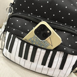 KYLETHOMASW  -  Piano Key Polka Dot Backpack Girls Music Embroidery Large Capacity School Bag Lightweight Nylon Daily Travel Student Rucksack