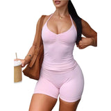 KYLETHOMASW  -  Womens Y2K Sporty Yoga Top Shorts Set Summer Workout Fitness Outfit Activewear Two Piece