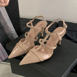 KYLETHOMASW  -  New Fashion Pointed Toe Pumps Ladies Heels Shoes Luxury Female Ankle Buckle Footwear T-Strap Women Thin High Heels Shoes