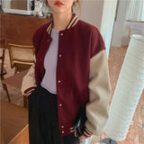 KYLETHOMASW  -  Streetwear Y2K Baseball Jackets Women Oversized Patchwork Bomber Coat Bf Harajuku Preppy Korean Casual All Match Outerwear