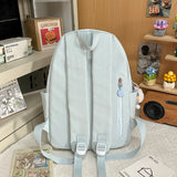 KYLETHOMASW  -  Women's Backpack Cute Cat Embroidery Letter Plush Charm Multi Pocket Adjustable Strap Casual Daily School Bag New Back Pack