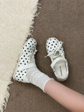 KYLETHOMASW  -  White Thick Heel Internal Heightening Light Mouth Polka Dot Single Shoes Women Match Skirts Fashion Versatile Mary Janes