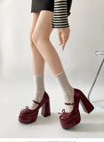 KYLETHOMASW  -  Designer Luxury Platform Thick Heel Women Mary Jane Shoes Butterfly-knot Shoes Ladies Elegant Height Increase Dress Pumps