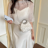 KYLETHOMASW  -  Women Sequins Evening Clutch Bag Rhinestone Circular Ring Top Handle Metal Chain Crossbody Bags Wedding Party Handbags