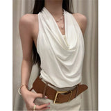KYLETHOMASW  -  Sexy Knitted Backless Vest Women's Summer Design Unique Knot Exposure Back Outerwear Cotton Polyester Blend Breathable