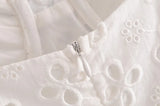 KYLETHOMASW  -  Women White Lace Hollow Out Embroidery With Wire Bra Chest Sling Mini Dress Romantic Backless Sling Party Club Bodycon Dresses