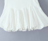 KYLETHOMASW  -  Elegant Girl Ruched Big Swing Mini Skirt Vintage High Waist Side Zipper Summer Skirts Black White Women's Party Streetwear