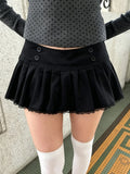 KYLETHOMASW  -  New Goth Harajuku Y2K Aesthetics Women's American Retro Lace Mini Skirt Sexy Cute Slim Fit Dark High-Waisted Pleated Skirts