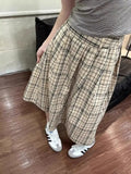 KYLETHOMASW  -  Vintage Plaid Skirt Women Preppy Style Harajuku Long Skirts Japanese Style Casual High Waist Maxi Skirts Streetwear