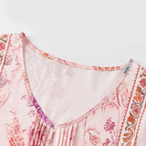 KYLETHOMASW  -  Women Loose Floral Print Dress Spring Summer 3/4 Sleeve V-Neck Midi Dress Bohemian Party Vacation Dresses