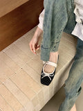 KYLETHOMASW  -  Spring/Autumn Ballet-Style Bow Flat Flats for Women Square Toe Mary Jane Shoes Soft Sole Shallow Comfortable Women Flats 6352