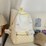 KYLETHOMASW  -  All Match High-capacity Backpack Women Students Travel Schoolbag Sweet Y2k Aesthetic Letter Print Dots Plaid Patchwork Backpacks