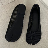 KYLETHOMASW  -  Women Mesh Split Toe Ballet Flats Summer Breathable Hollow Out Shoes White Casual Slip on Flat Loafers Beach Sandals