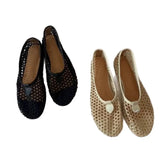 KYLETHOMASW  -  New Korean style round-toe braided openwork flat low-cut single shoes for women, retro thick heel slip-on sandals