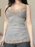 KYLETHOMASW  -  Spring/autumn Sweet Slim Lace Patchwork Basic All Match Slight Strech Knitted Camis