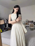 KYLETHOMASW  -  Sleeveless 2000s Vintage Y2k Midi Dress Women Casual Elegant One Piece Dress Korean Fashion Outfits Even Party Beach Style