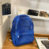 KYLETHOMASW  -  Small Mesh Backpack Bags Women Solid Color Back Packs Females Travel Simple Beach Student School Backpacks