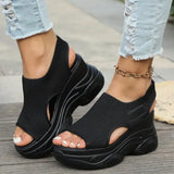 KYLETHOMASW  -  Brand Design Wedge Heel Sandals for Women Summer Knitted Fabric Platform Sandalias Mujer Buckle Thick Sole Gladiator Shoes