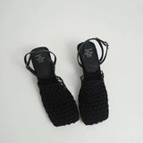 KYLETHOMASW  -  New Mesh Design Women's Sandals Square Toe Muller Slippers Fashion High Heels Summer Casual Office Shoes Sandalias Mujer