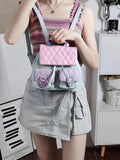 KYLETHOMASW  -  Sweet Cute Y2k Mochila Women Versatile Leather Lightweight Patchwork Chic Backpacks Female Retro Mini Backpack Aesthetic